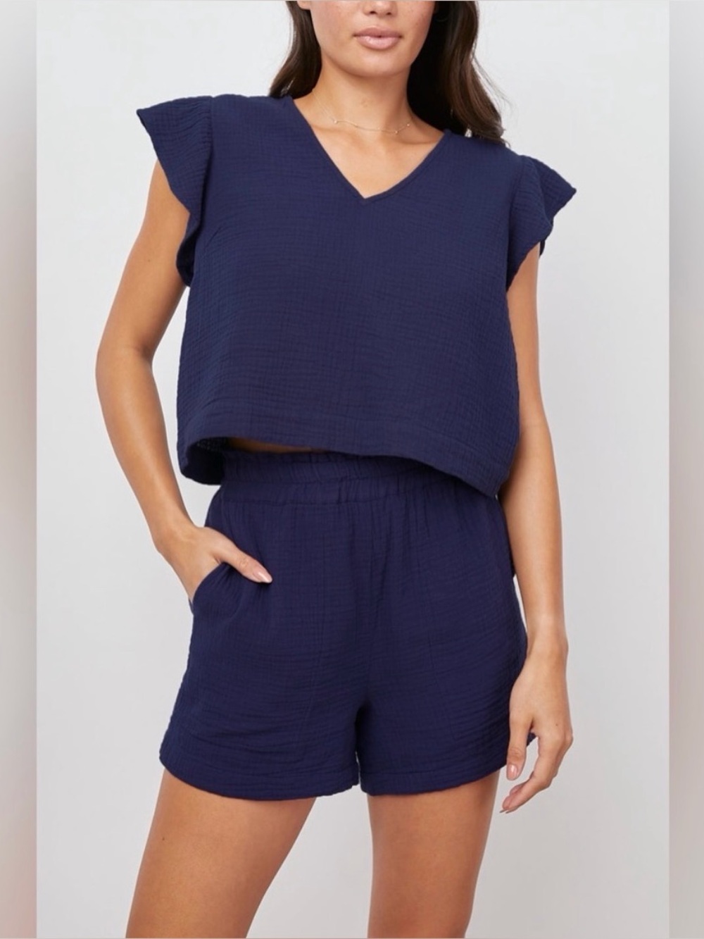 Matching Set! Rails Navy Blue Miley Short Sleeve V-Neck Top and Leighton Shorts